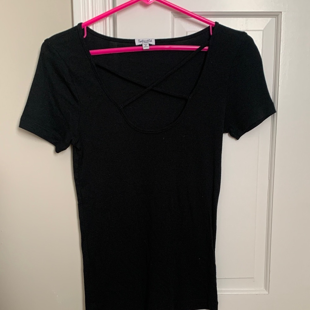 Forever 21 Black Crisscross Short Sleeve Tee